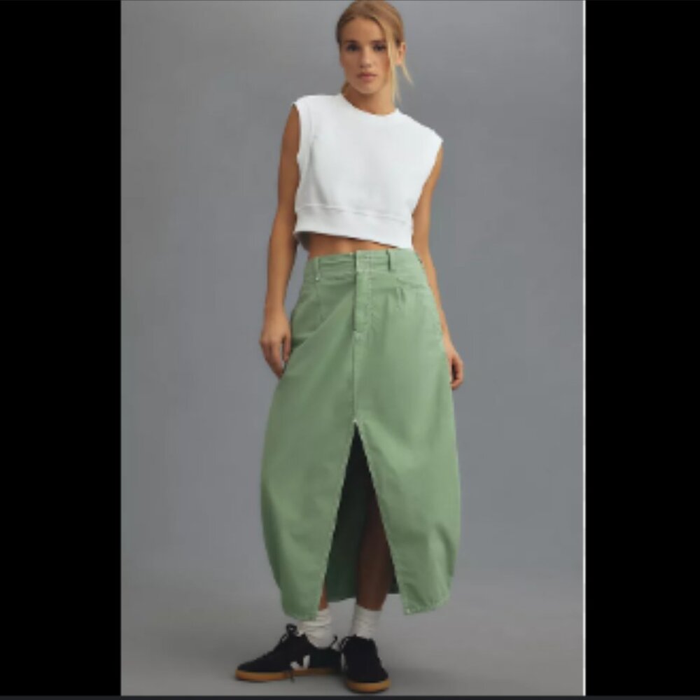 Pilcro Barrel Denim Midi Skirt